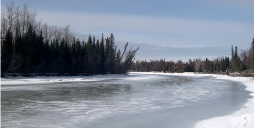 Kenai River melting in spring