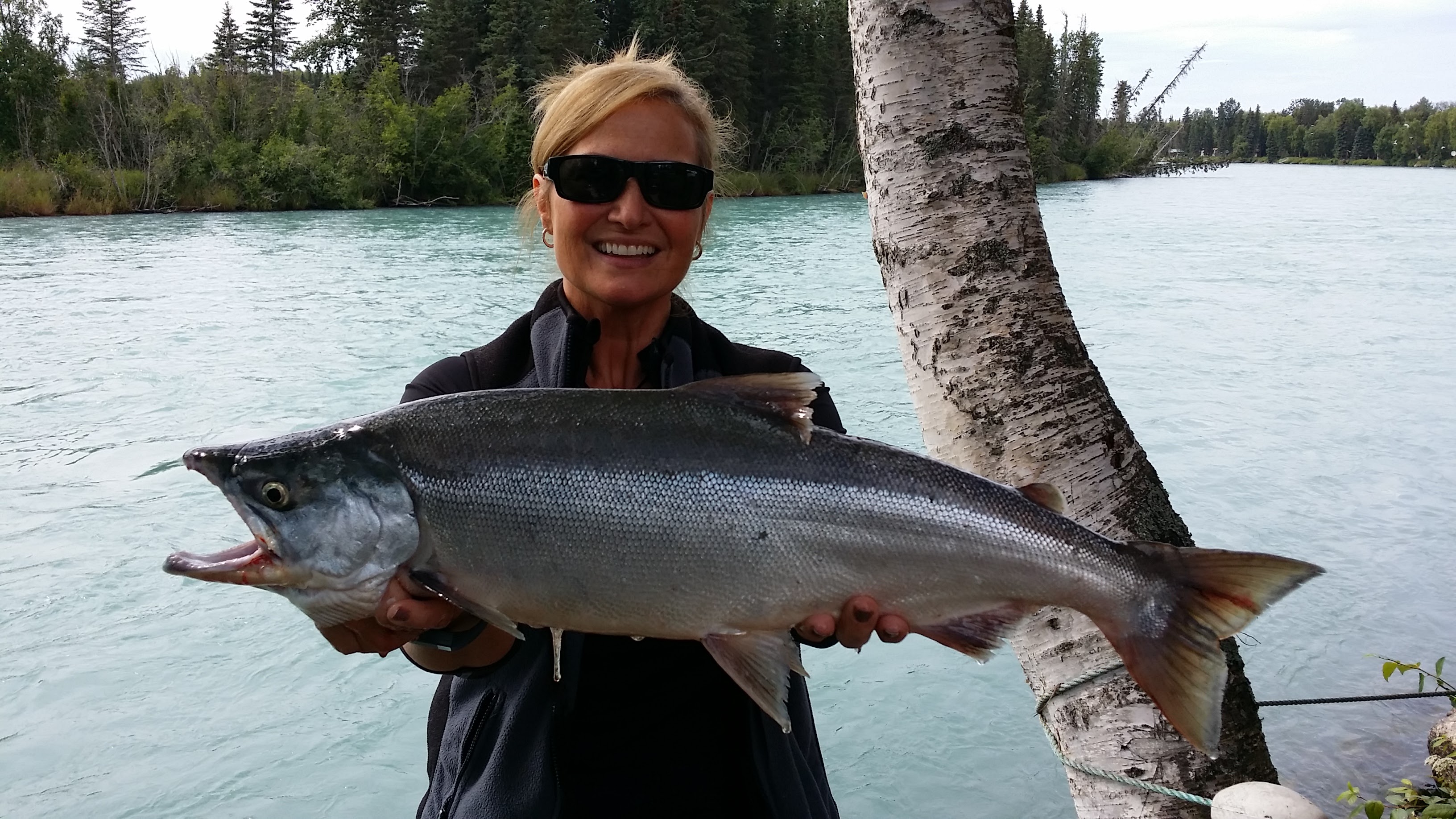 Cindy with a beautiful 2015 Red Salmon